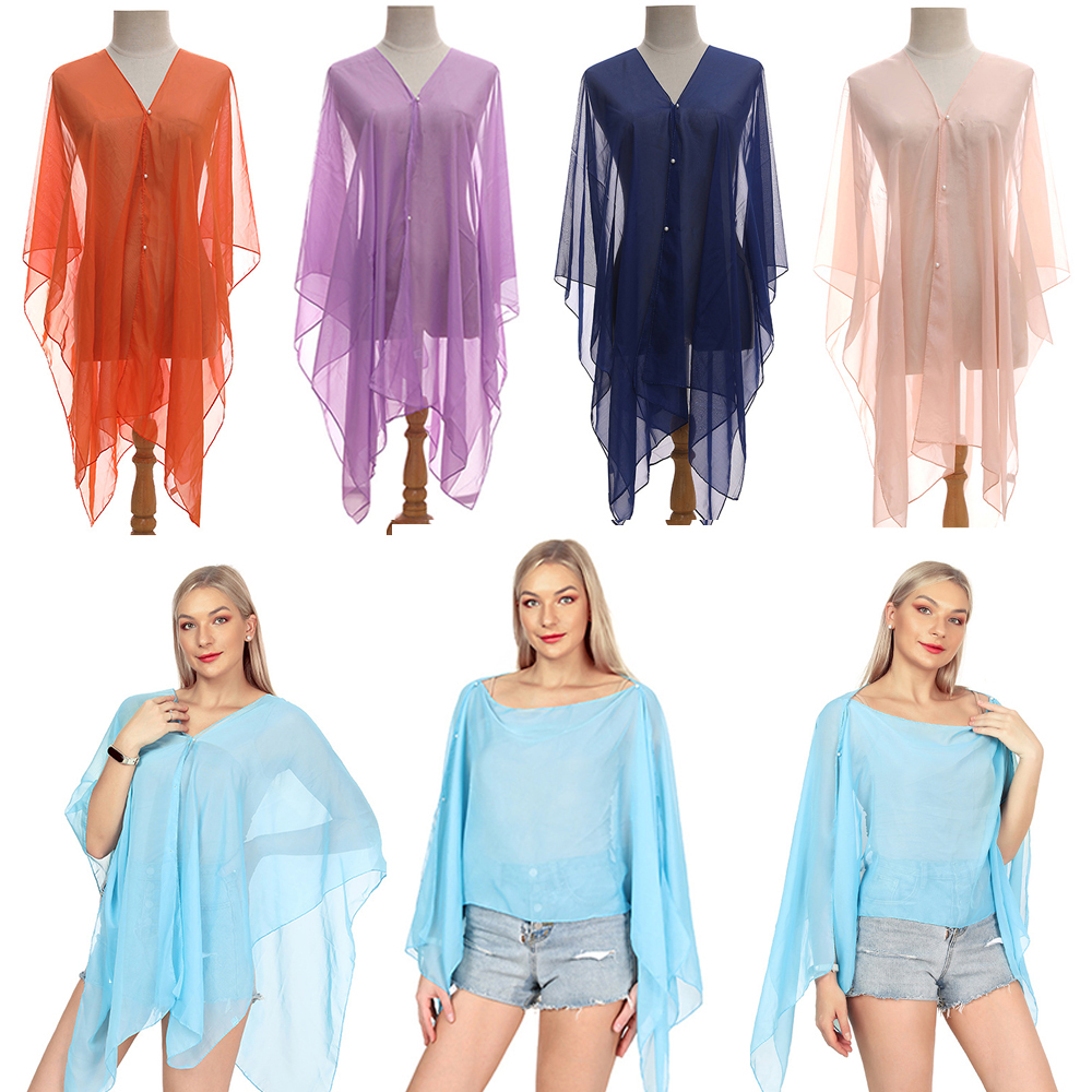 Fashion Solid color Shawl Scar - Cover Up Kaftan reseña y precio