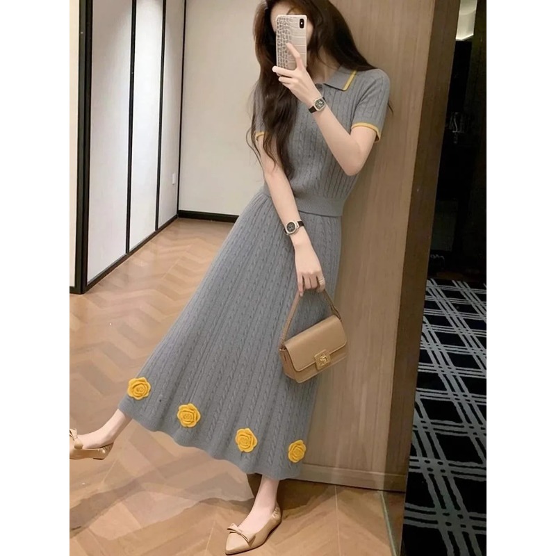 Women's Floral Knit Two Piece  - Midi Skirt Floral reseña y precio