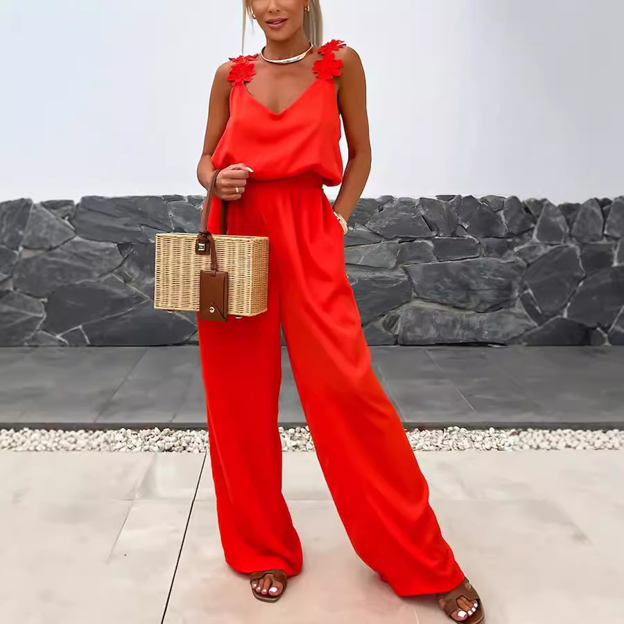 Casual Jumpsuit Strappy Sleeve - Jumpsuit Linen Relaxed reseña y precio