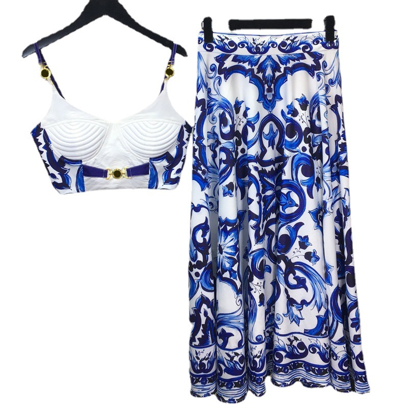 Summer Bohemain Blue And White - Romper Floral Print reseña y precio
