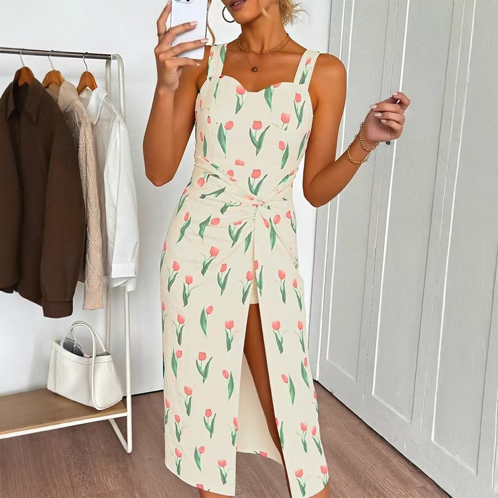 Fashionable Floral Print Crop  - Midi Skirt Floral reseña y precio