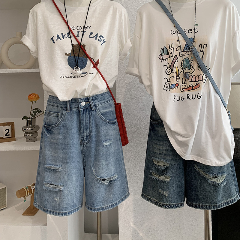 Denim Short Pant Women Jeans V - Shorts Denim Frayed reseña y precio