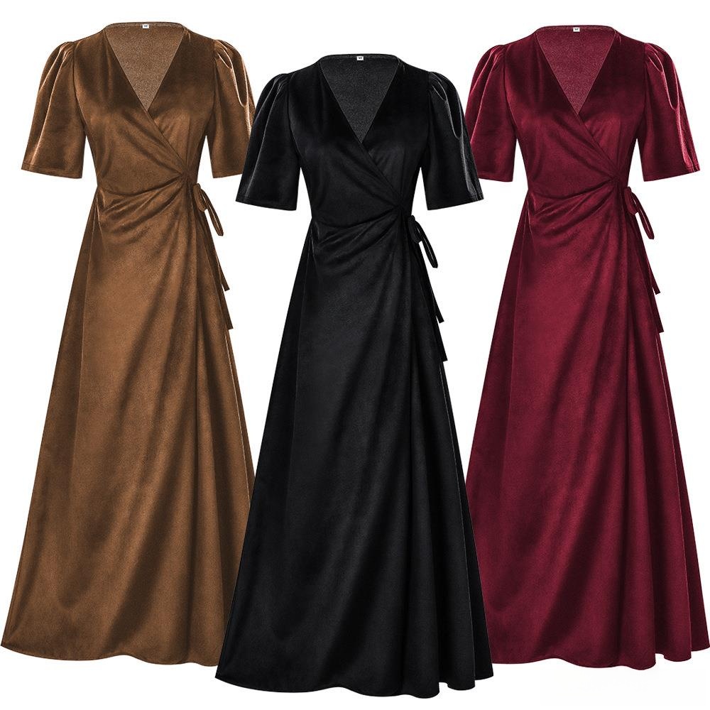 Ladies Long V-Neck Wrap Slim P - Linen Dress Wrap reseña y precio