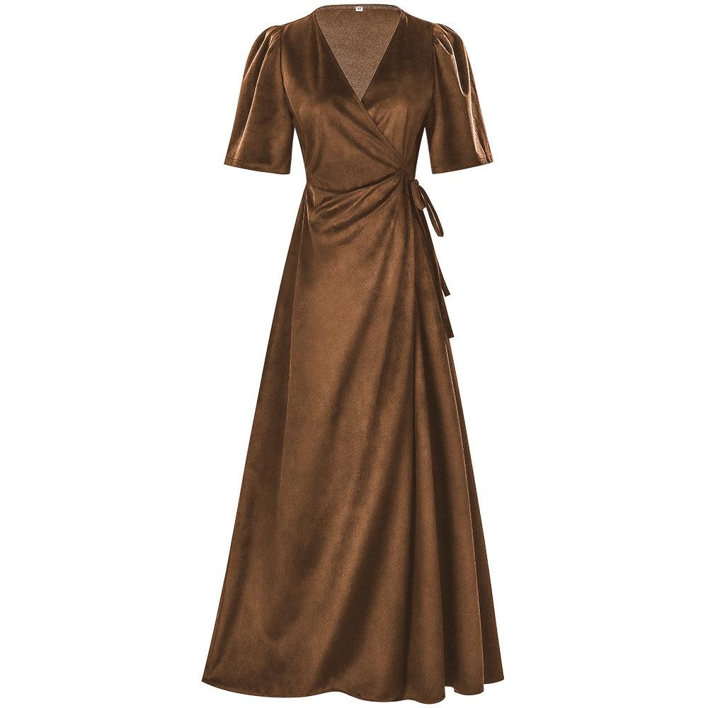 Ladies Long V-Neck Wrap Slim P - Linen Dress Wrap reseña y precio