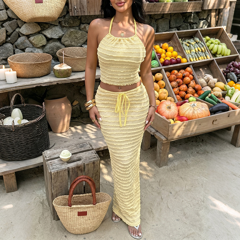 Sexy Elegant Dress Two Piece S - Maxi Dress Halter reseña y precio