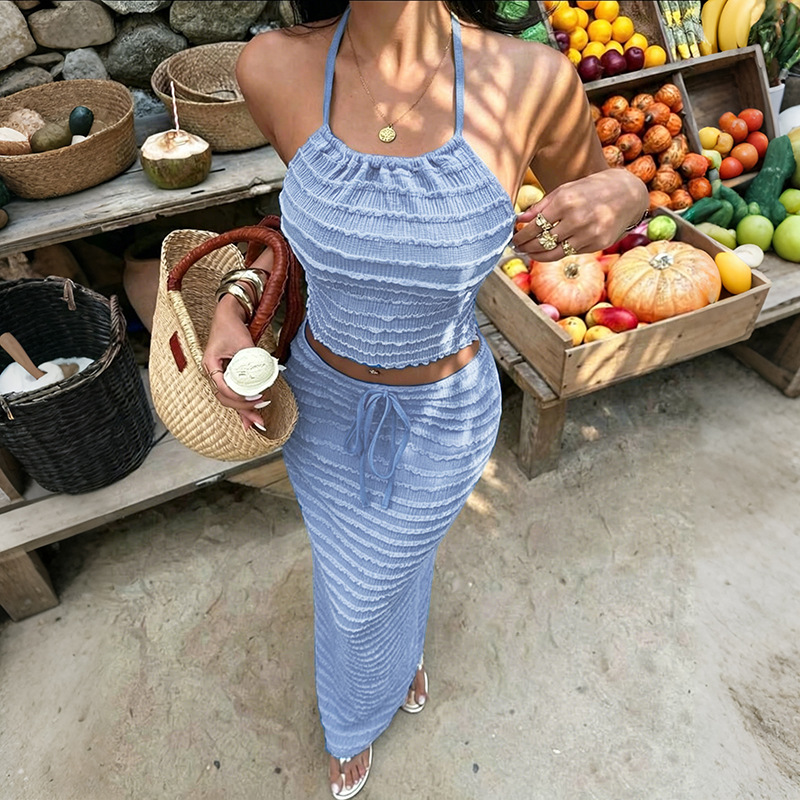 Sexy Elegant Dress Two Piece S - Maxi Dress Halter reseña y precio