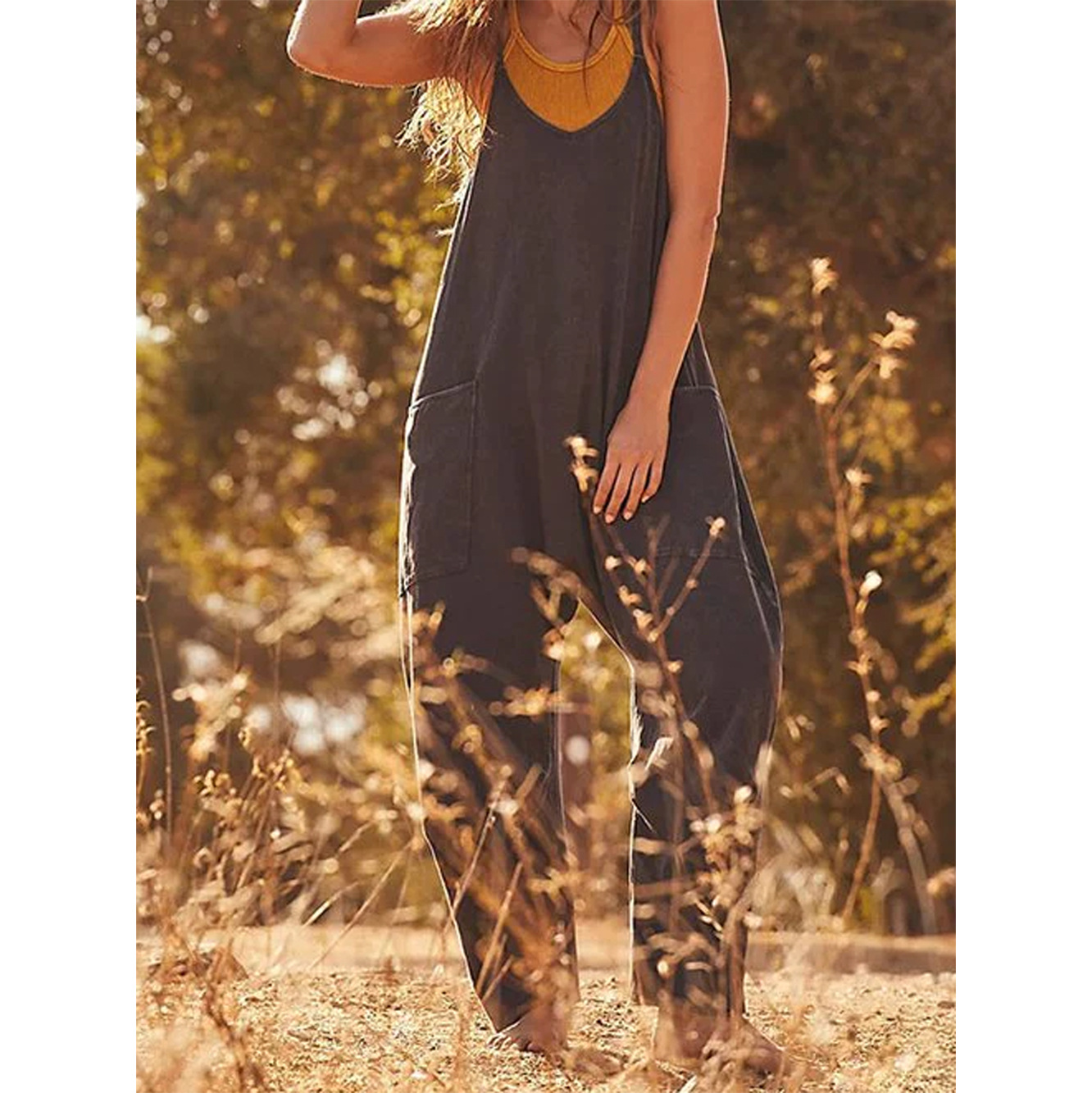 Loose Summer Jumpsuit Casual   - Jumpsuit Linen Relaxed reseña y precio