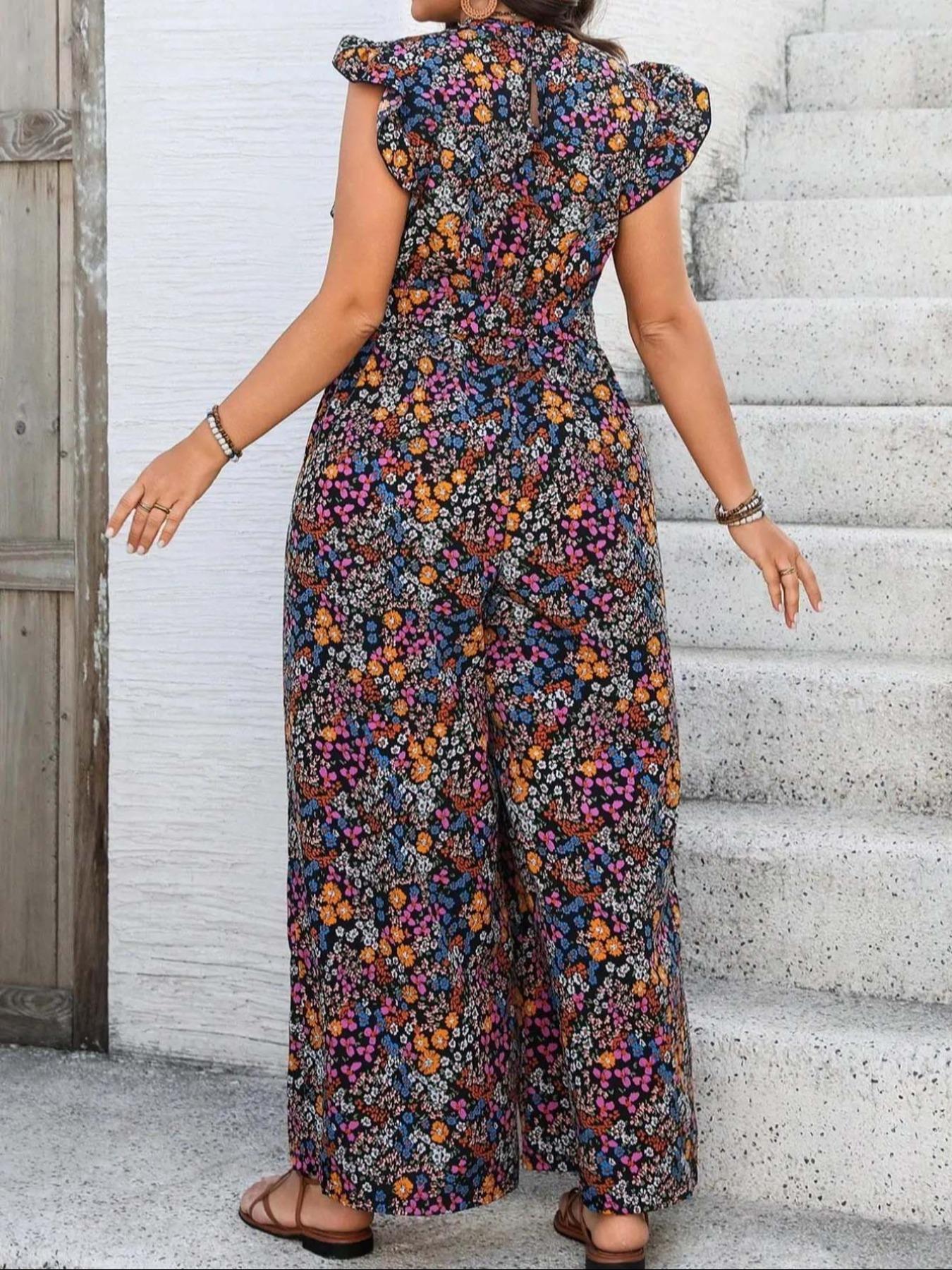 【Plus Size】 Floral Print Tie S - Romper Floral Print reseña y precio