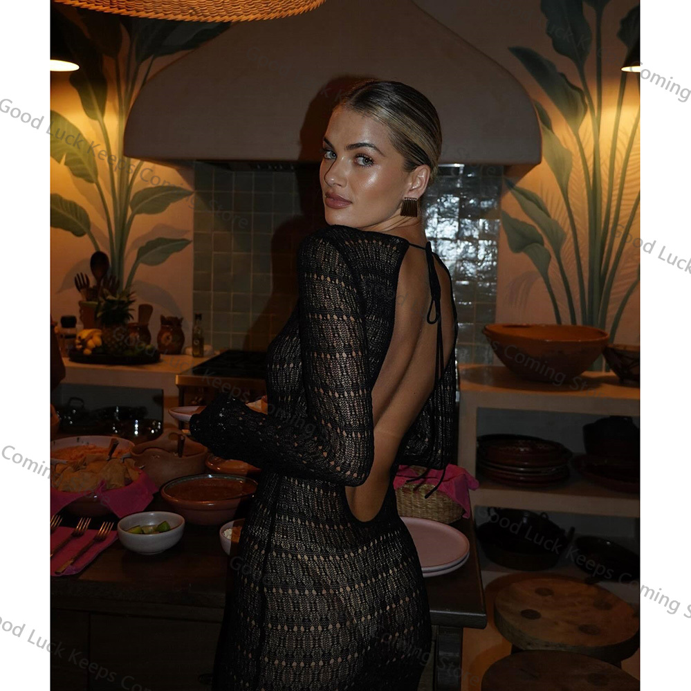 2025 Knitted Dress Backless Co - Cover Up Kaftan reseña y precio