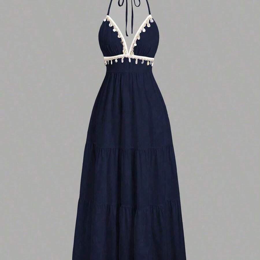 Womens Halter Neck Tiered Maxi - Maxi Dress Halter reseña y precio