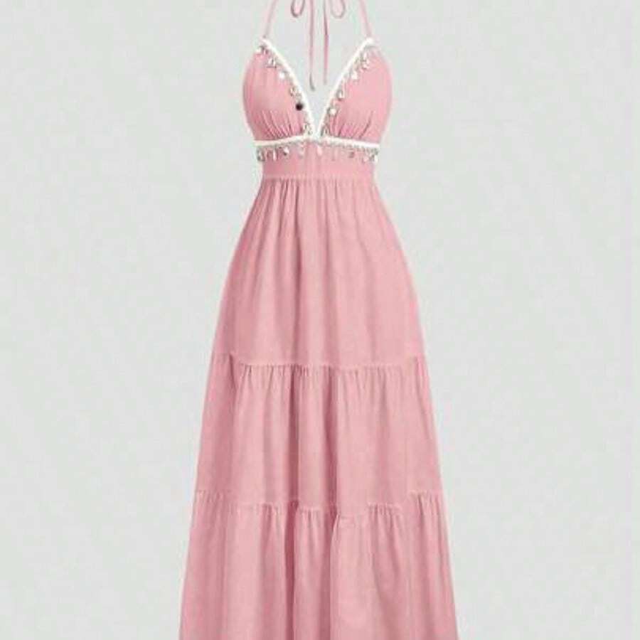 Womens Halter Neck Tiered Maxi - Maxi Dress Halter reseña y precio